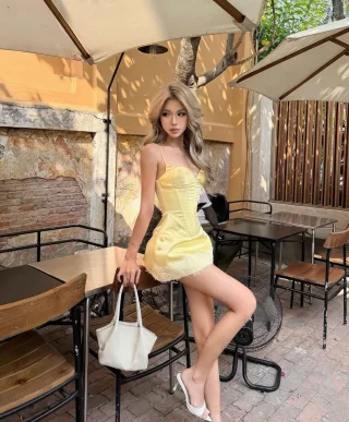 Ảnh 4 của Váy Ngắn Corset Doublebizz Màu Vàng Bơ