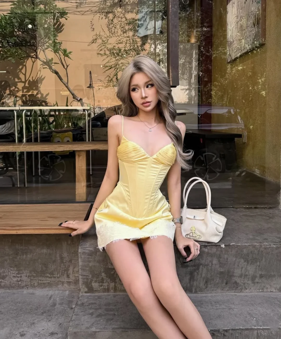 Ảnh 6 của Váy Ngắn Corset Doublebizz Màu Vàng Bơ