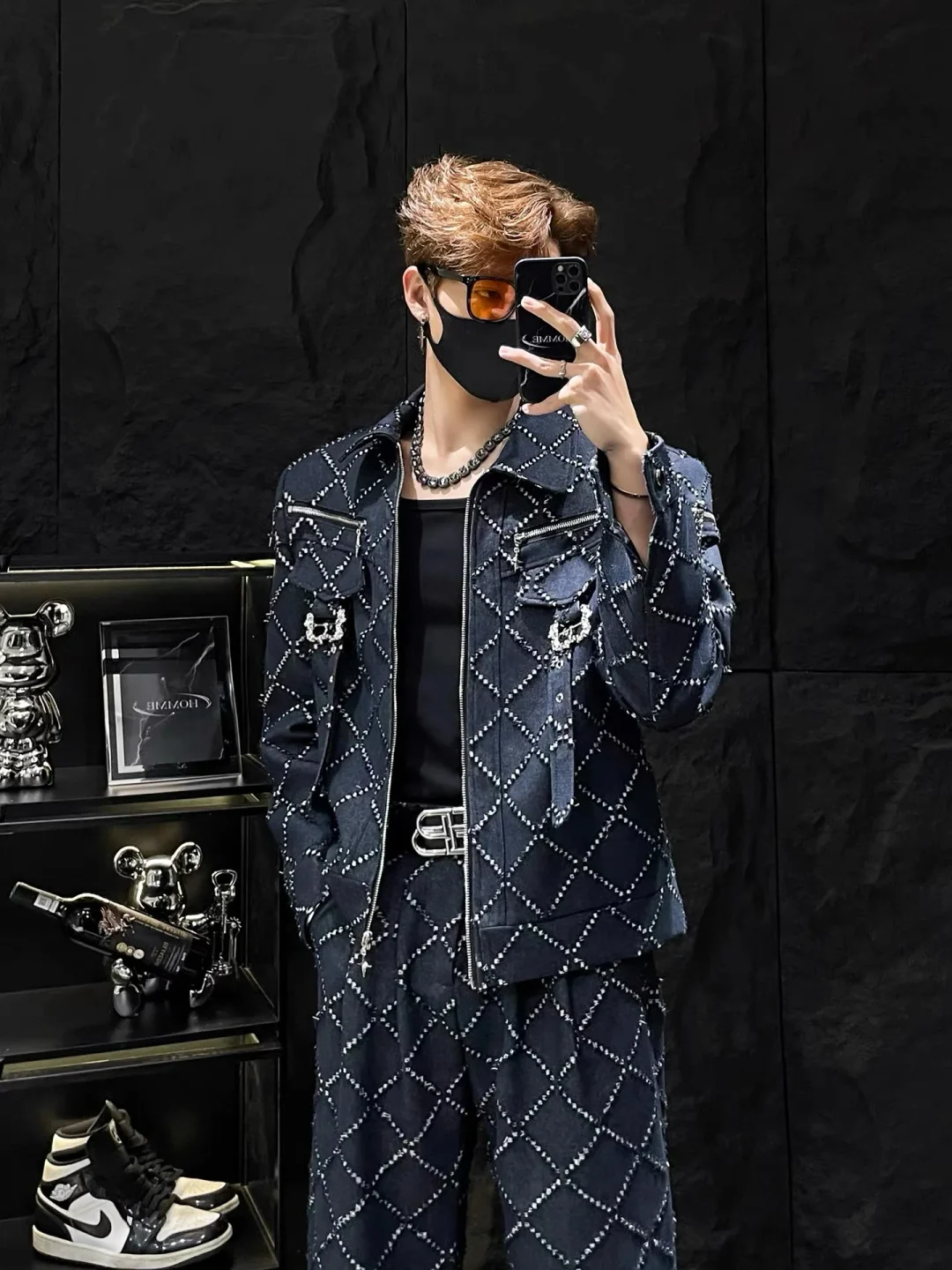 Photo 6 of Set denim xanh đậm nam