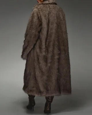 Photo 3 of Áo khoác lông dáng dài unisex