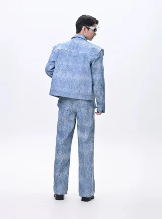 Photo 3 of Set denim đính đá độn vai nam