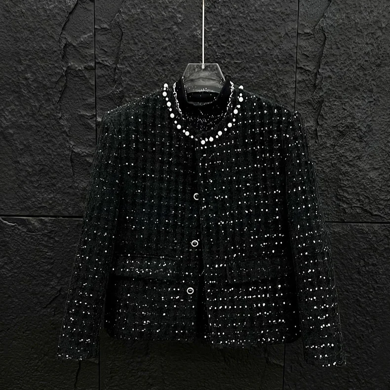 Ảnh 4 của Áo khoác vải tweet đen bling bling