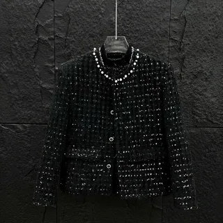 Ảnh 4 của Áo khoác vải tweet đen bling bling