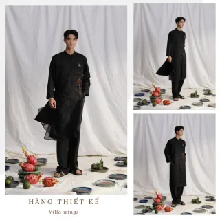 Ảnh 4 của Áo dài nam đen thêu chìm