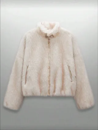 Ảnh 2 của Áo khoác lông vàng nâu unisex