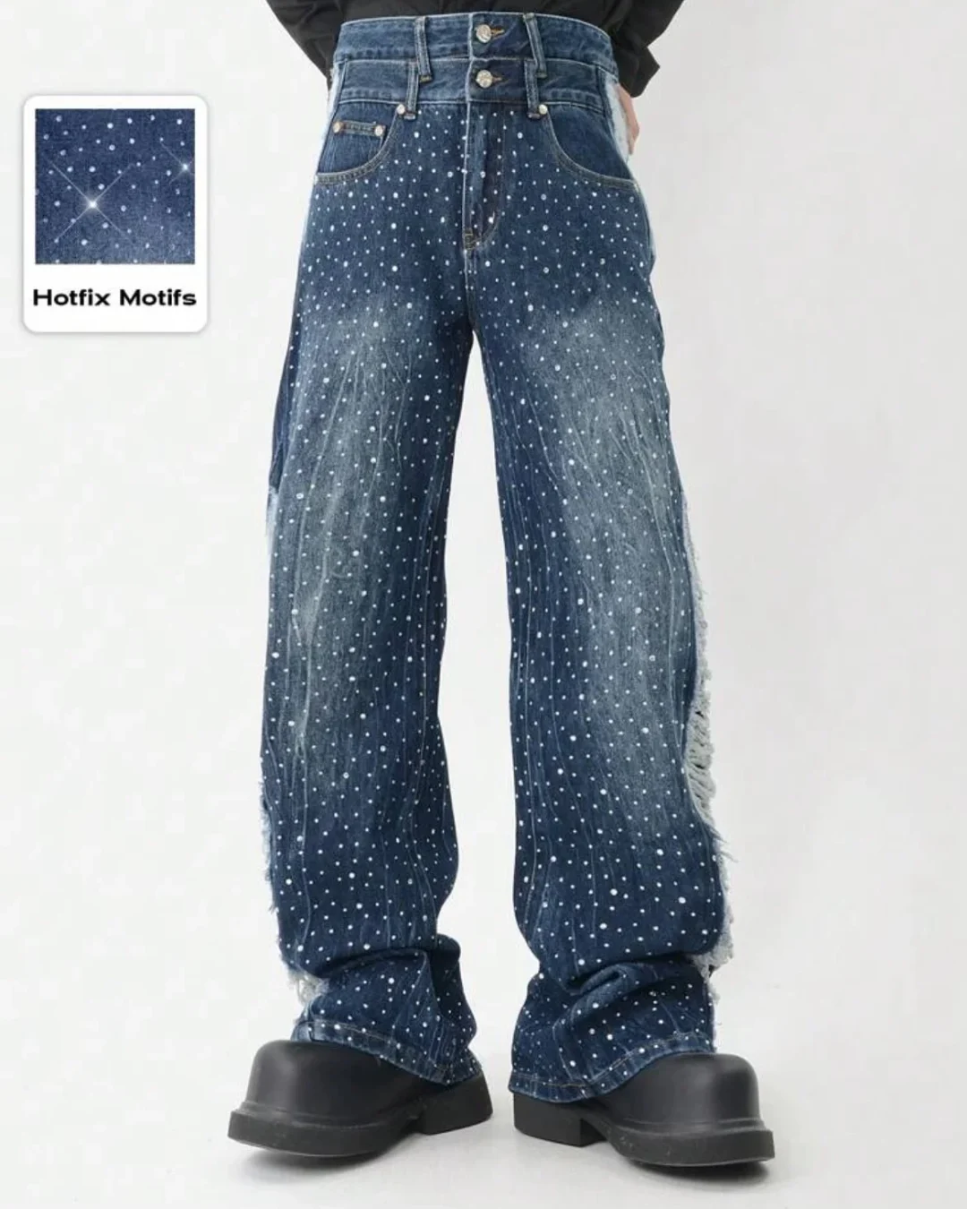 Ảnh 4 của Jeans nam xanh đính đá