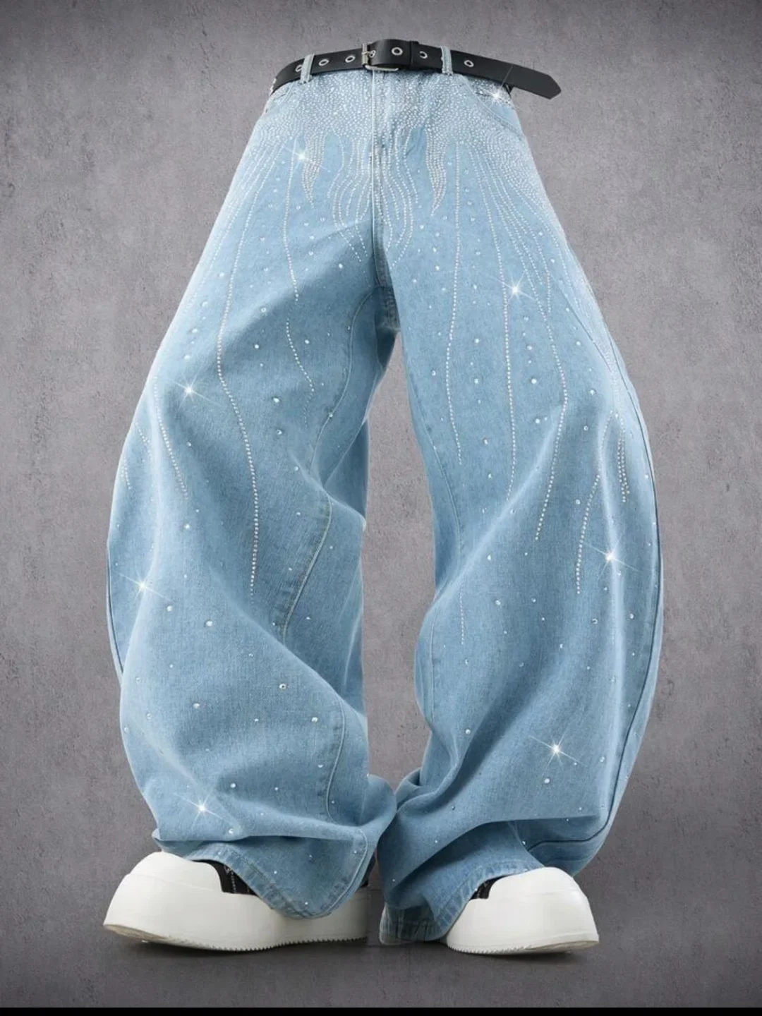 Ảnh 1 của Quần jeans xanh đính đá nam