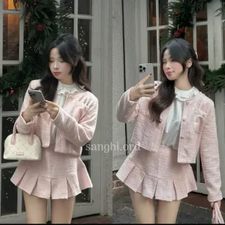 Ảnh 4 của Set dạ cổ bèo nữ