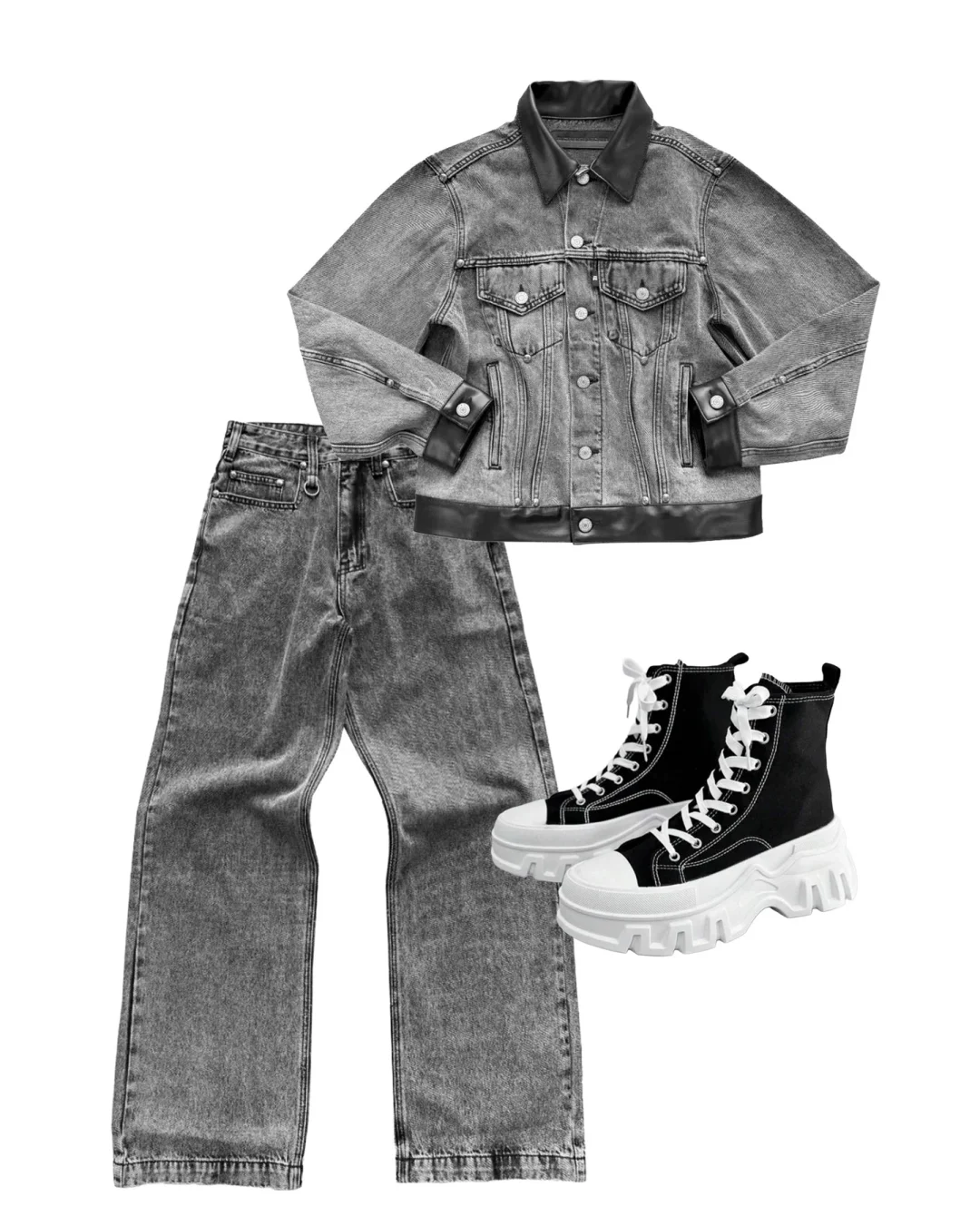 Ảnh 1 của Set jeans wax xám nam