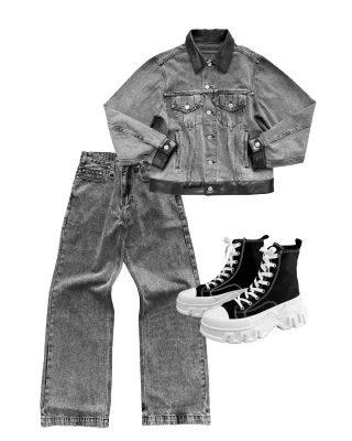 Ảnh 1 của Set jeans wax xám nam