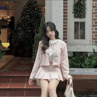 Ảnh 2 của Set dạ cổ bèo nữ