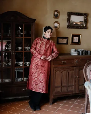 Ảnh 3 của Áo dài nam đỏ YUDAL