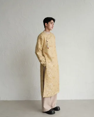 Ảnh 4 của Áo dài nam YUDAL màu vàng