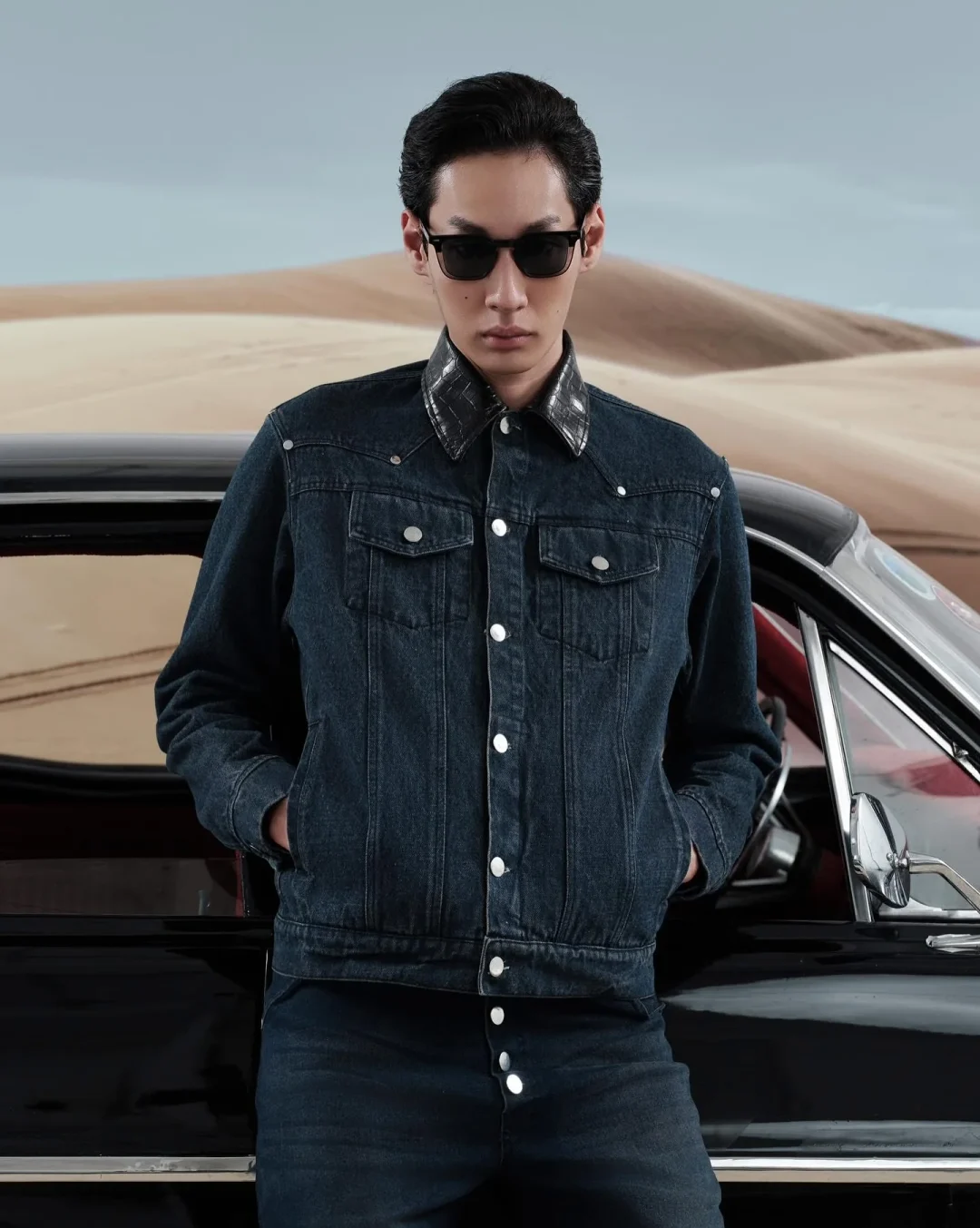 Ảnh 2 của Set denim xanh wax nam