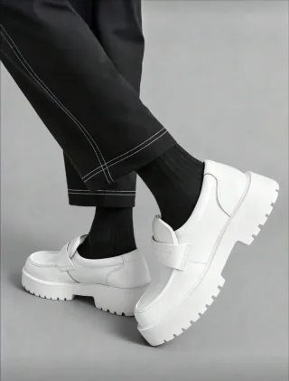 Photo 3 of Giày loafer trắng nam