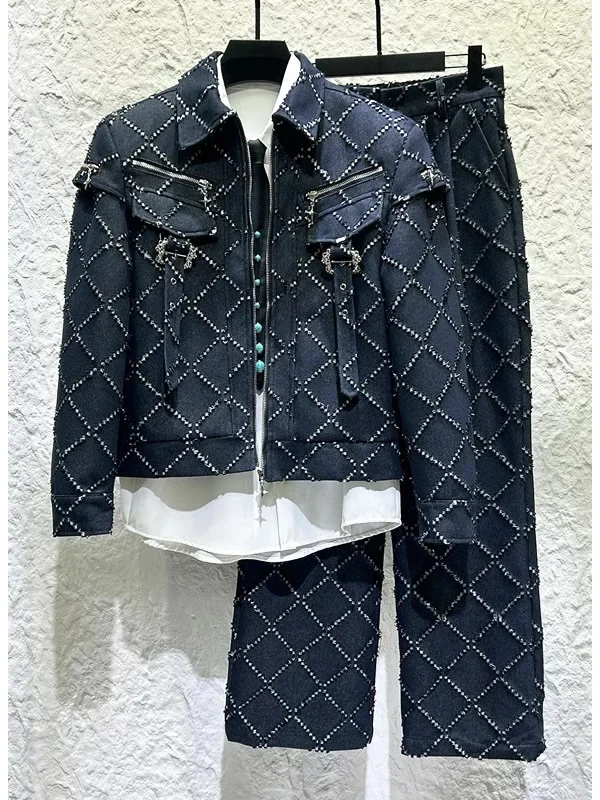 Photo 1 of Set denim xanh đậm nam