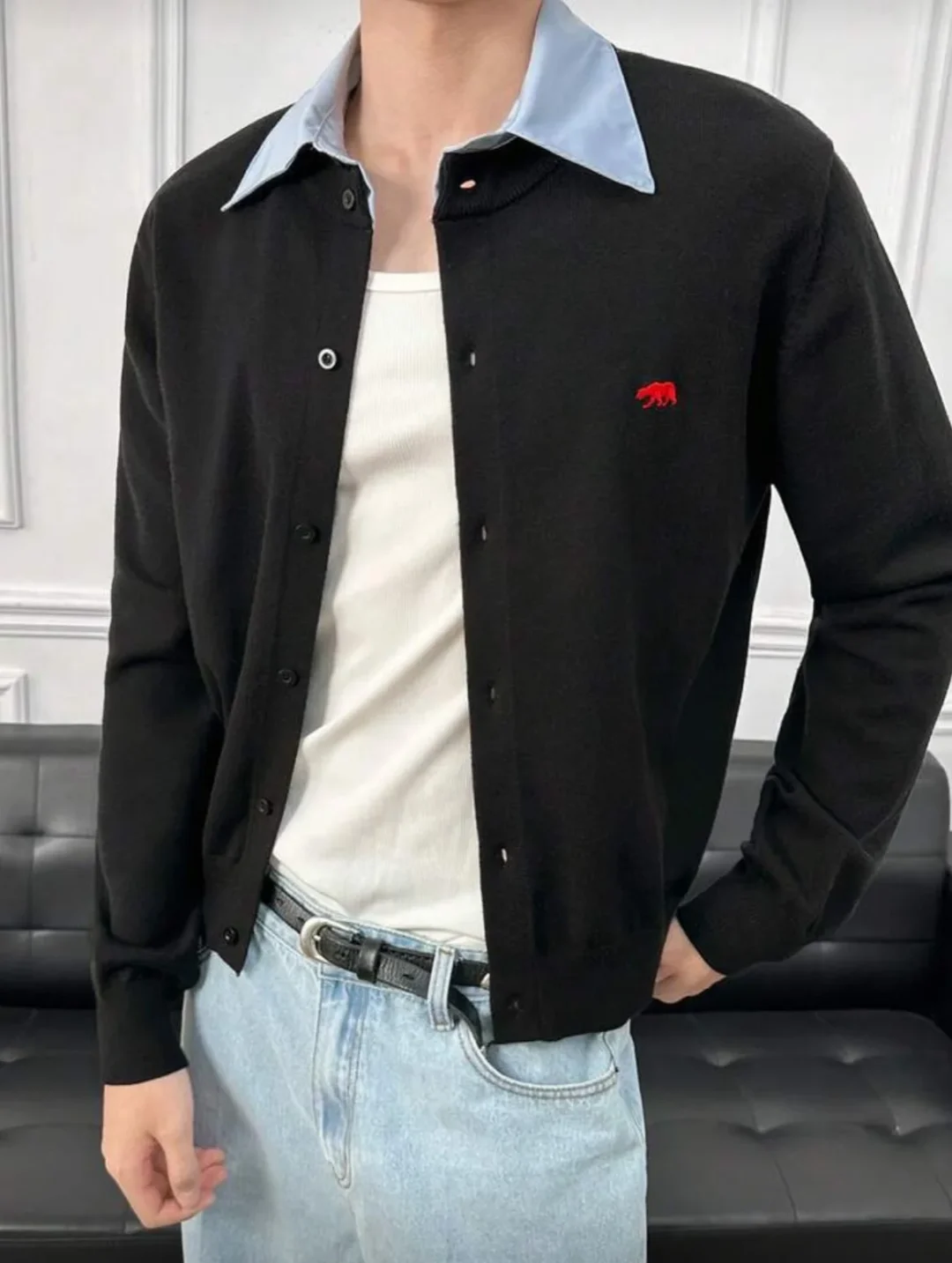 Ảnh 2 của Set cardigan jeans nam thanh lịch