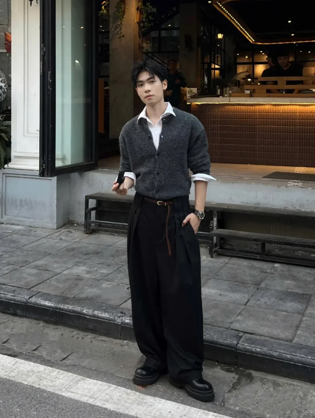 Ảnh 5 của Quần tây đen kẻ sọc nam