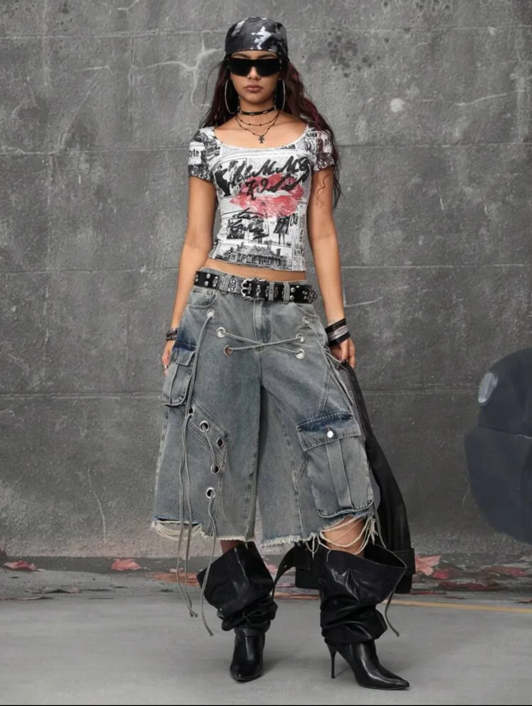 Ảnh 6 của Shorts jeans ống rộng unisex