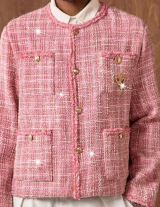 Ảnh 4 của Áo khoác tweed hồng pastel nam