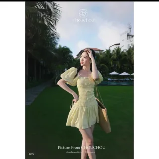 Ảnh 4 của Váy nữ tay phồng cổ vuông