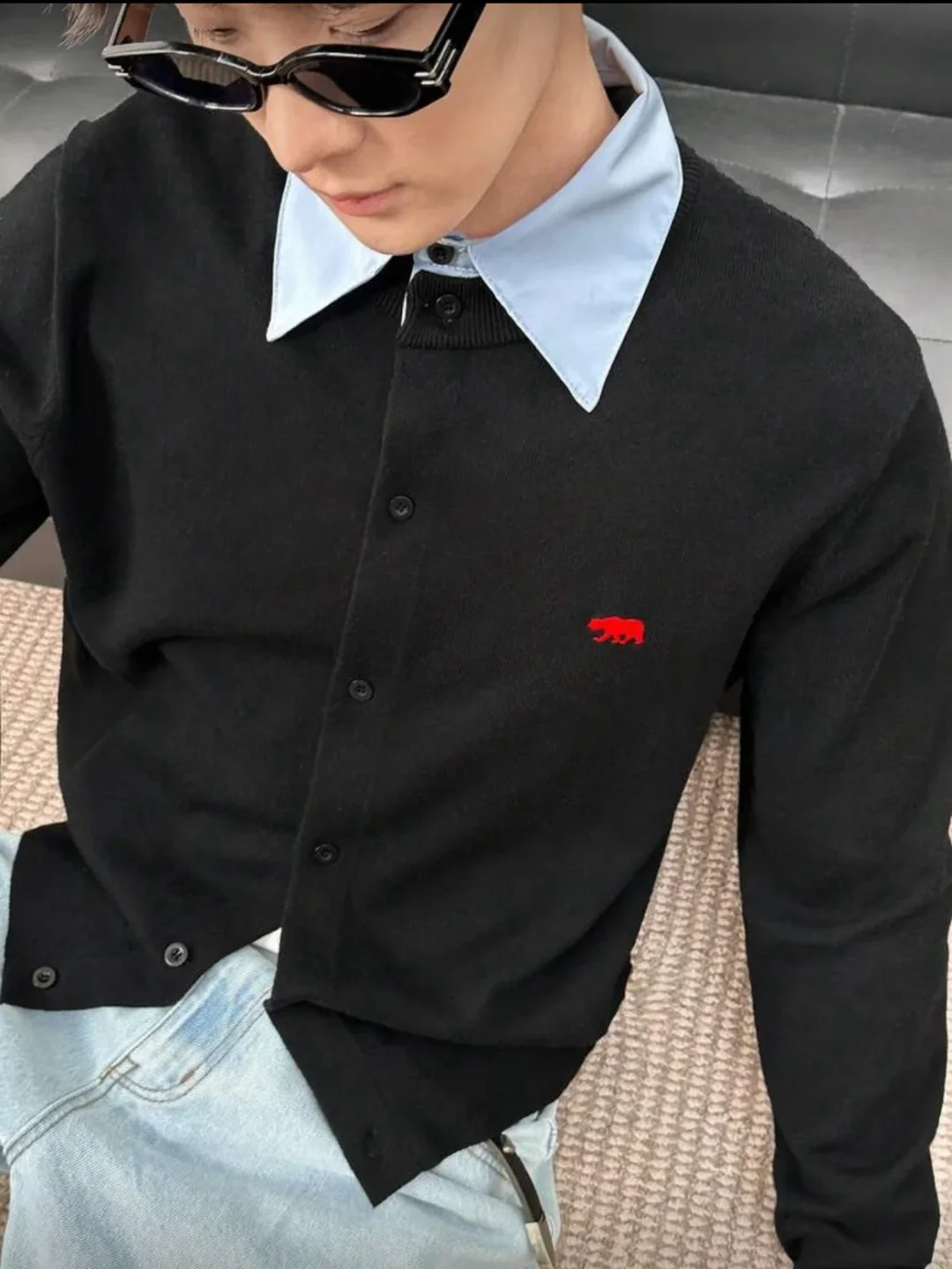 Ảnh 5 của Set cardigan jeans nam thanh lịch
