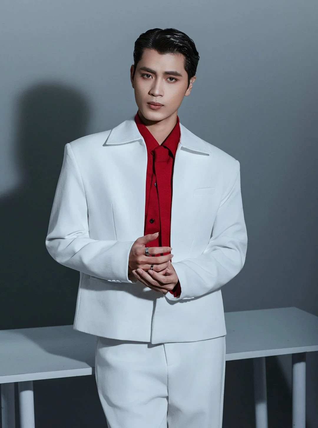 Photo 1 of Set blazer trắng đen nam