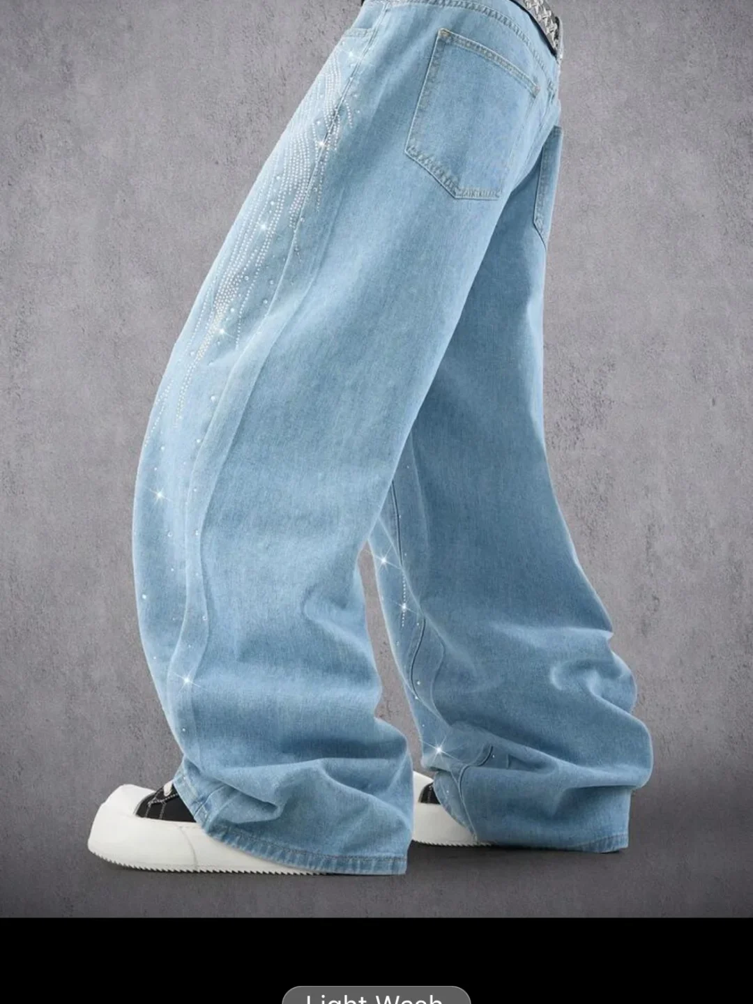 Ảnh 5 của Quần jeans xanh đính đá nam
