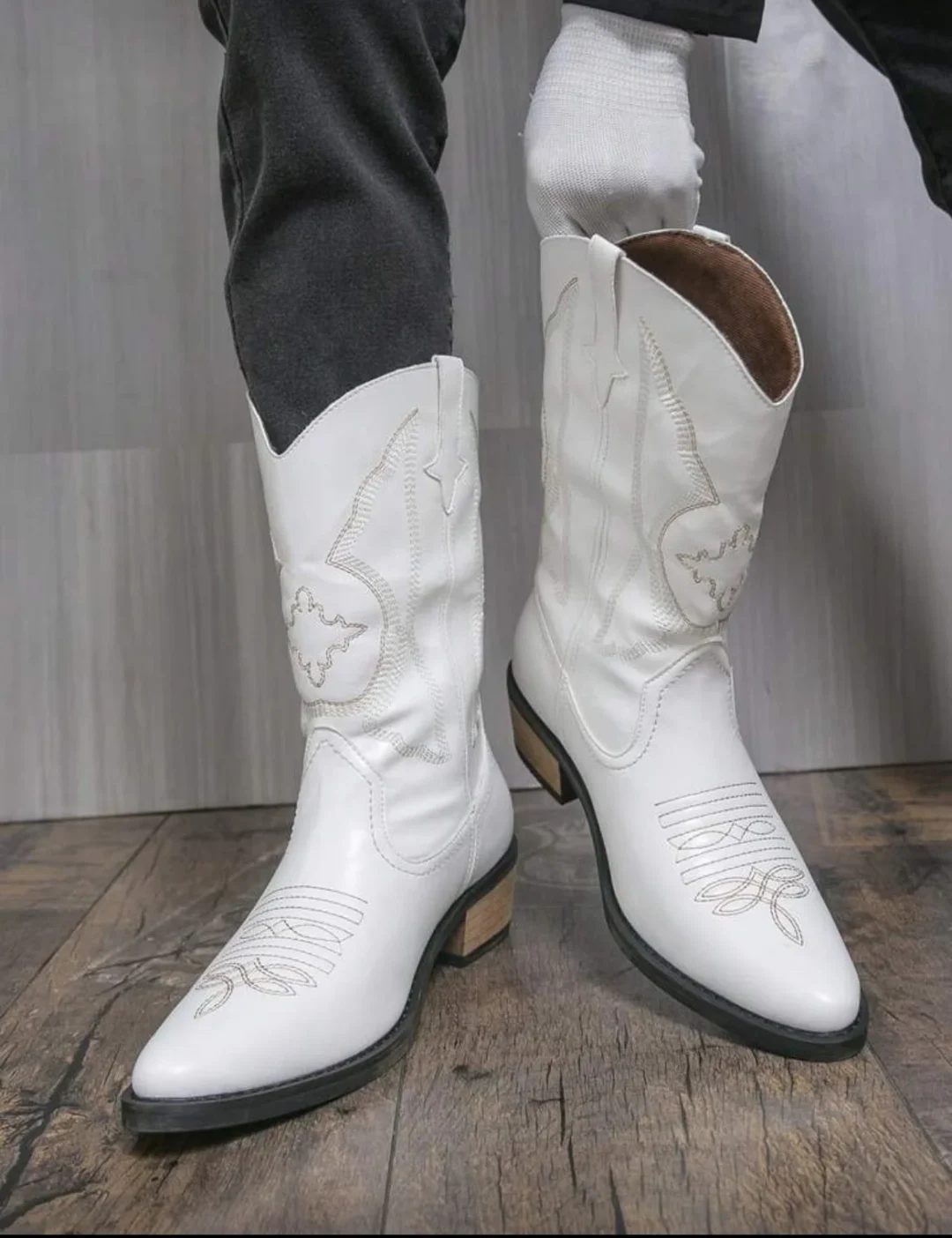 Ảnh 2 của Boots cowboy trắng nam