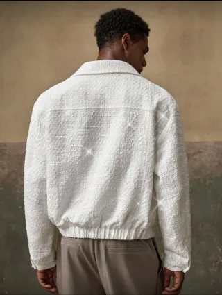 Photo 3 of Áo khoác tweed trắng bomber nam