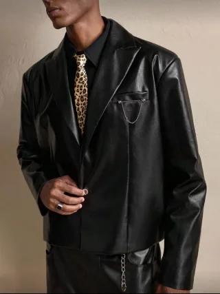 Photo 1 of Áo khoác da dáng blazer