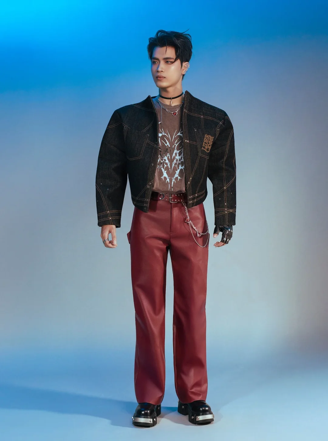 Ảnh 2 của Set jeans phối da cool ngầu nam