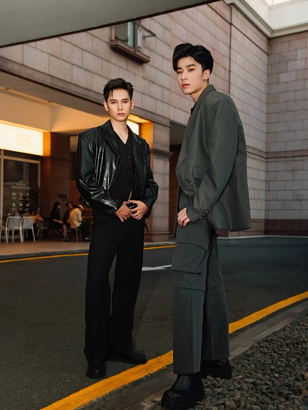 Photo 2 of Set blazer xám oversize nam