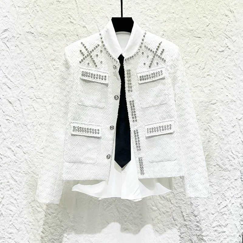 Photo 1 of Áo khoác vải tweet trắng bling bling