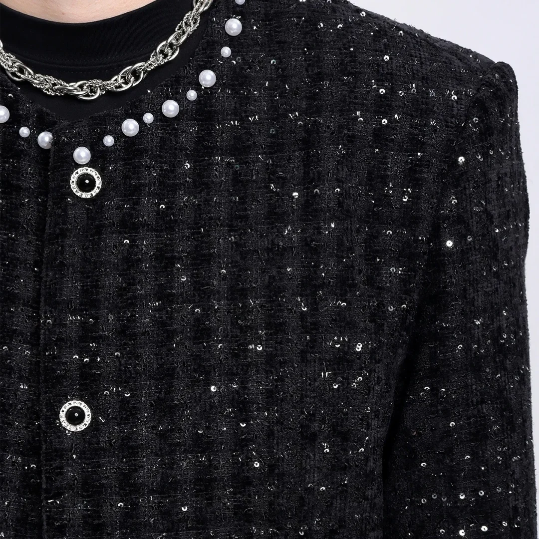 Ảnh 6 của Áo khoác vải tweet đen bling bling