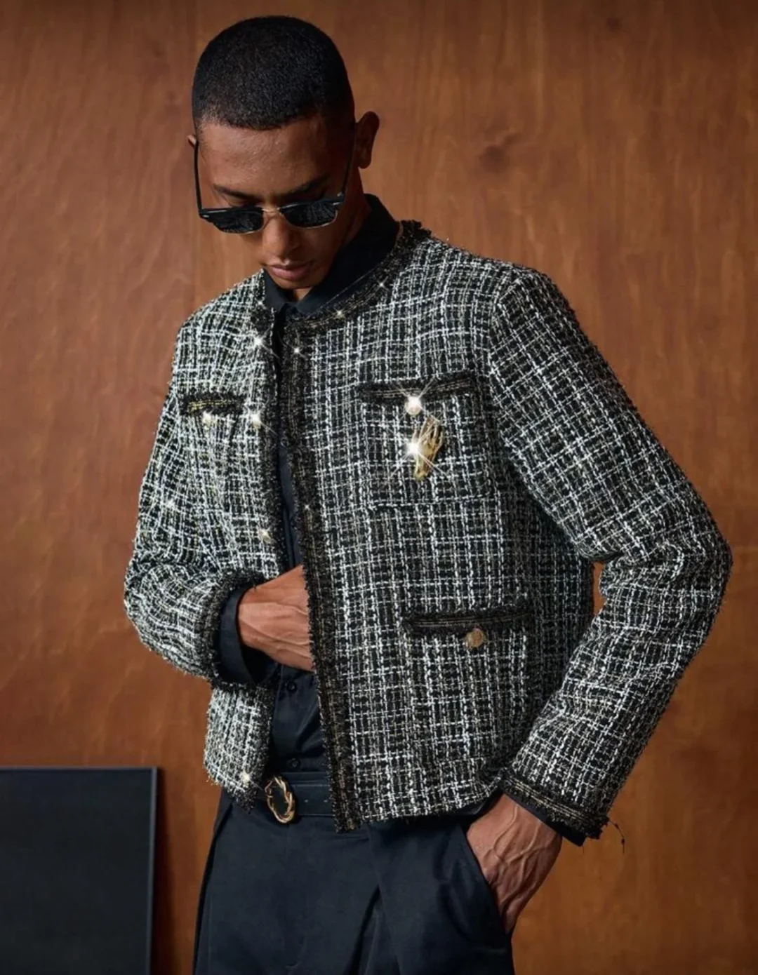 Ảnh 1 của Áo khoác tweed đen nam