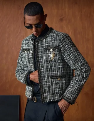 Ảnh 1 của Áo khoác tweed đen nam