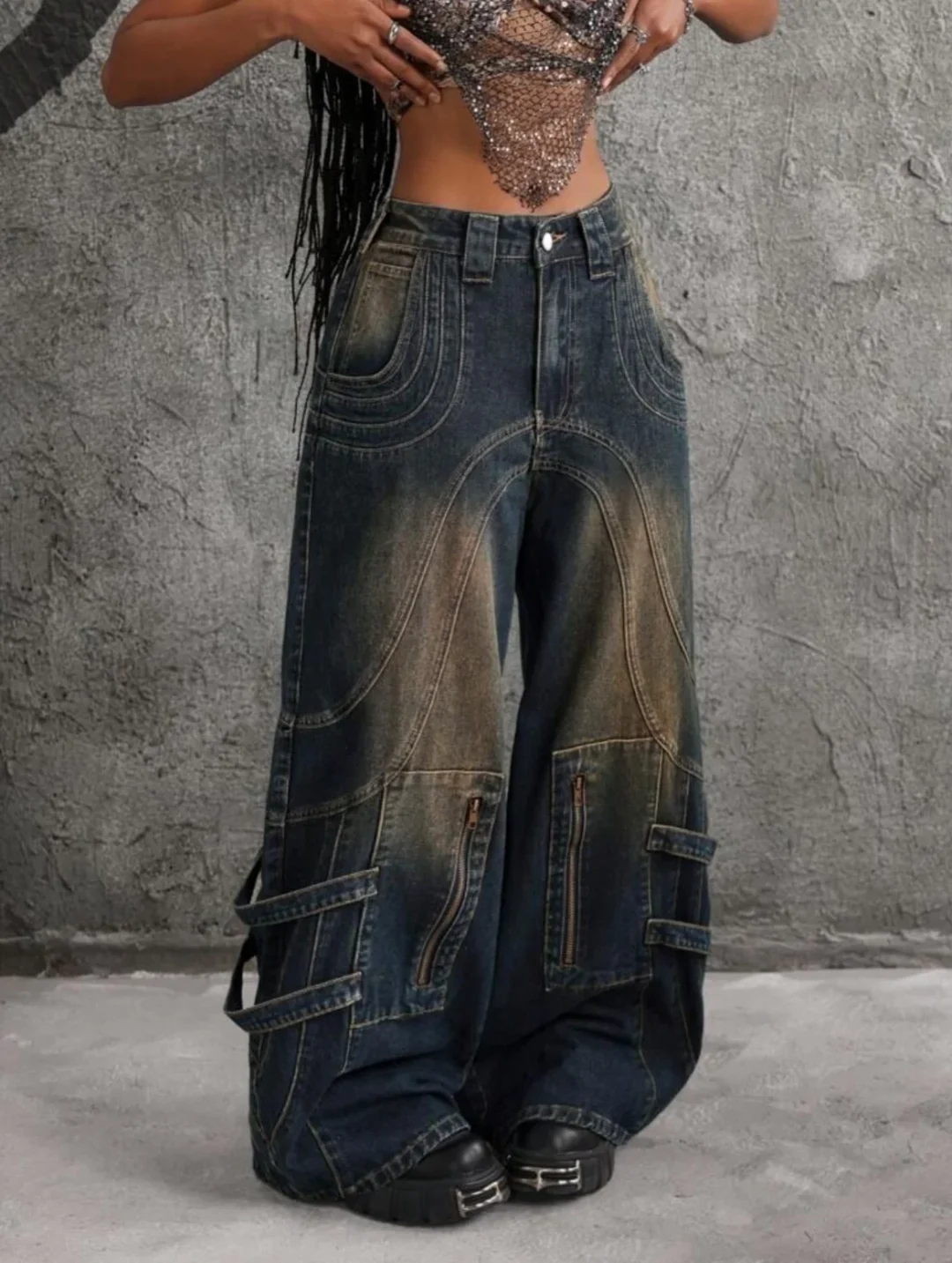 Ảnh 3 của Quần jeans ống rộng unisex