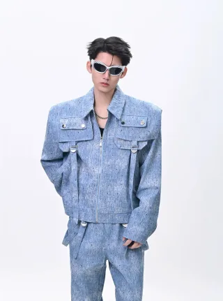 Photo 1 of Set denim đính đá độn vai nam