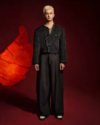 Photo 2 of Áo khoác tweed crop nam
