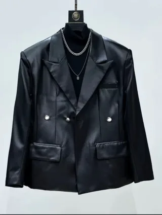 Photo 3 of Blazer nam đen vải bóng