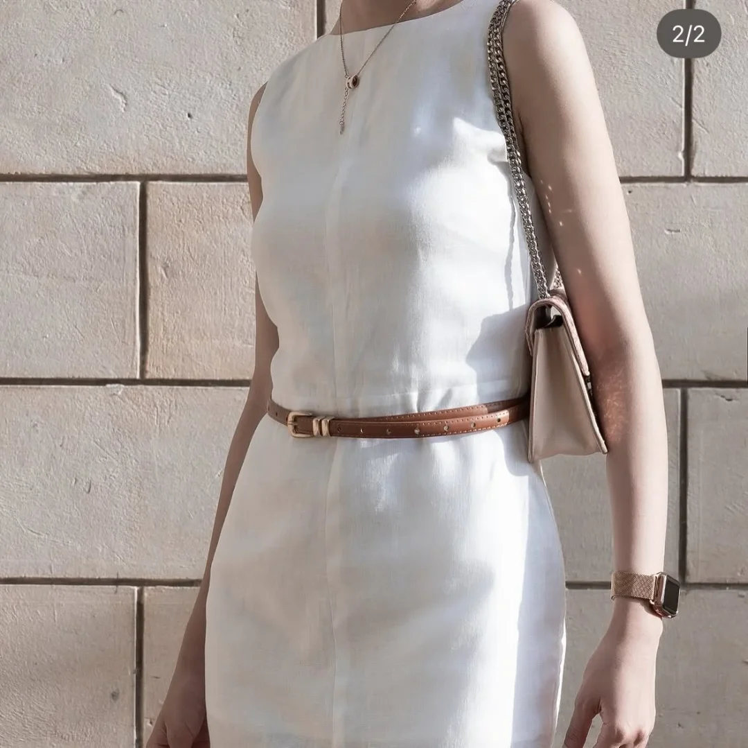 Photo 5 of Váy basic linen kèm belt nâu