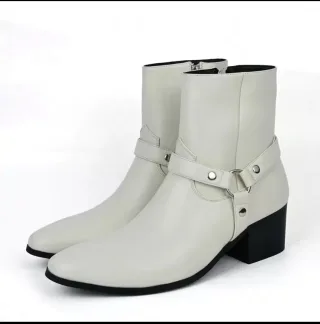Ảnh 1 của Boots nam mũi nhọn màu kem