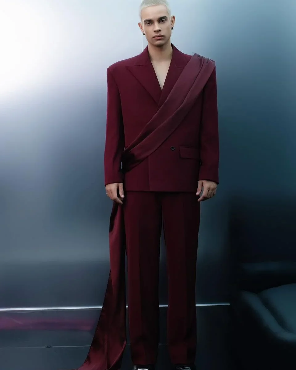 Ảnh 1 của Set suit đỏ đô nam sang trọng