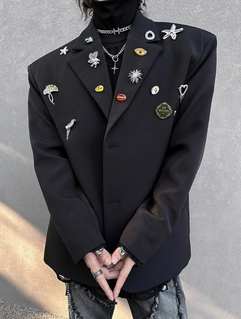 Ảnh 8 của Blazer đen độn vai nam