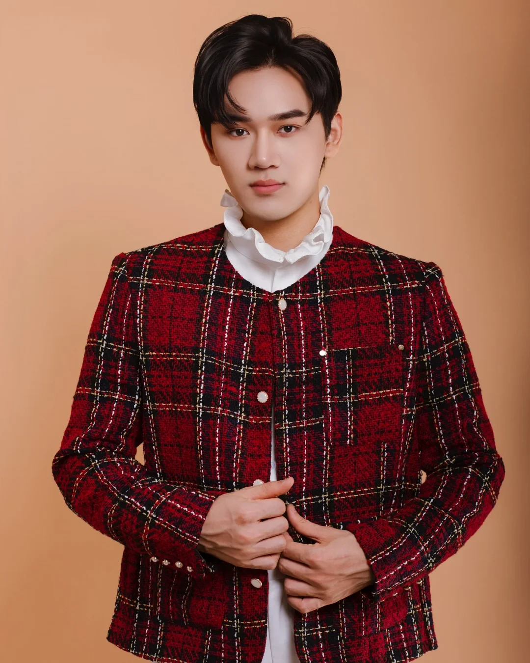Photo 1 of Áo khoác đỏ vải tweed nam