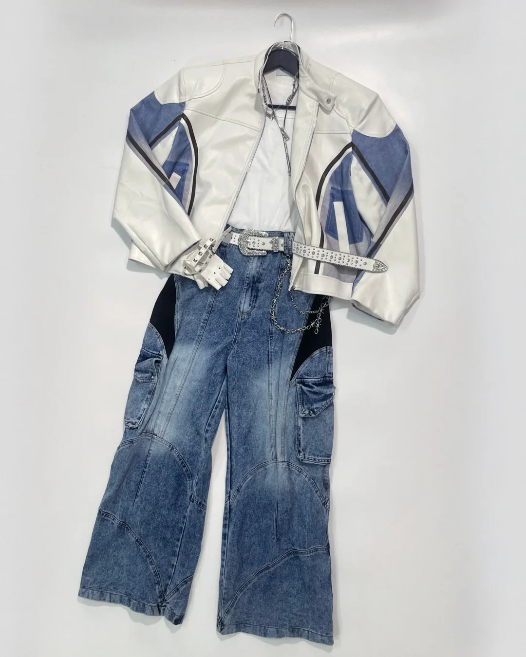 Photo 3 of Set áo da phối jeans nam