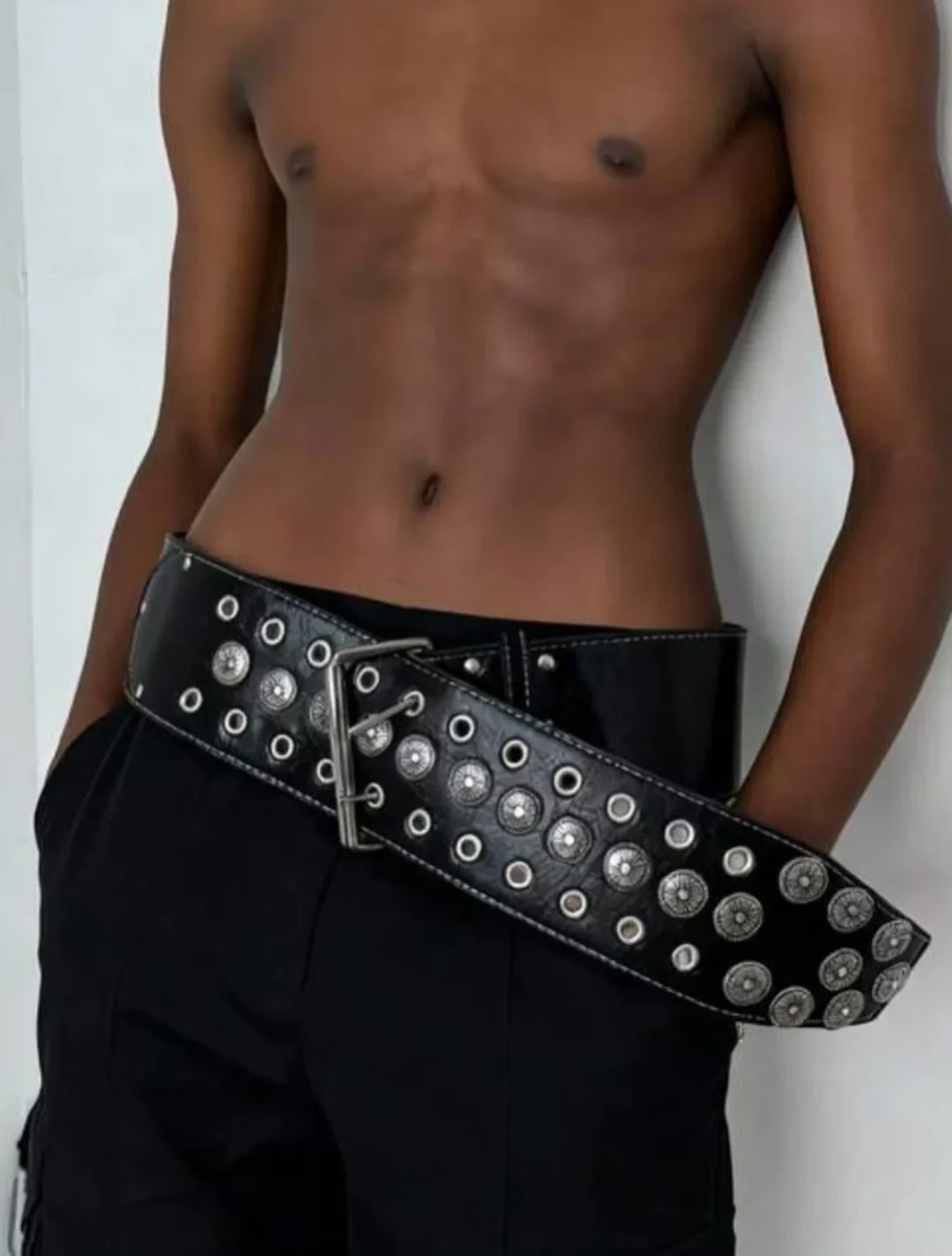 Ảnh 1 của Thắt lưng da bản lớn unisex