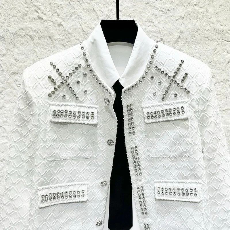 Photo 2 of Áo khoác vải tweet trắng bling bling