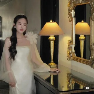 Photo 3 of Set váy lụa choàng hoa nữ